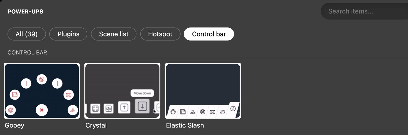 Control bar themes in the Marketplace
